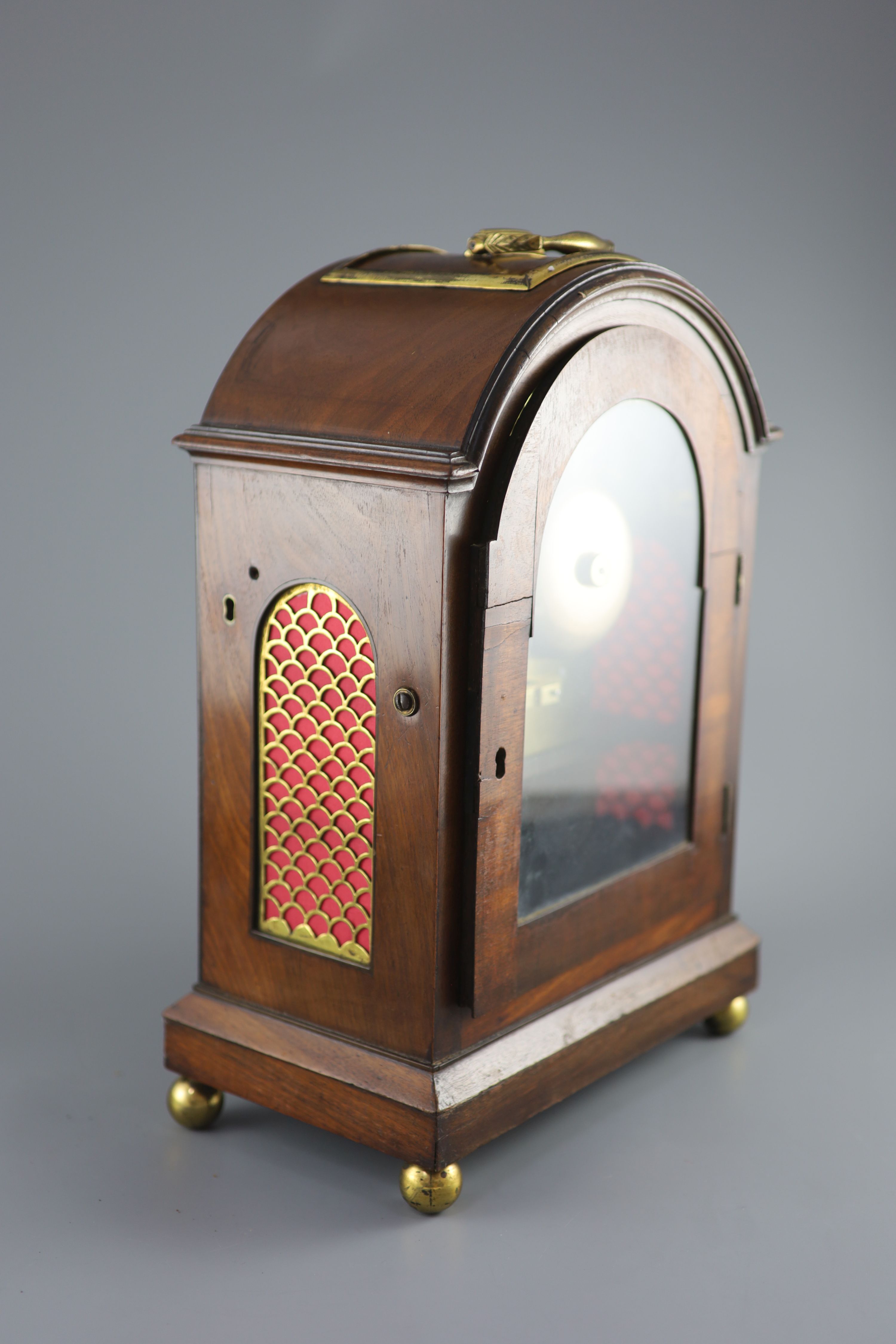 A Regency mahogany cased twin fusee bracket clock, Thomas Maughan, London, 42cm high.